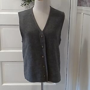 Lisa International medium gray boiled wool vest